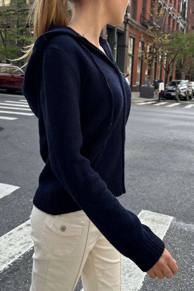 Alana Wool Zip-up Sweater | Navy / Regular Fit