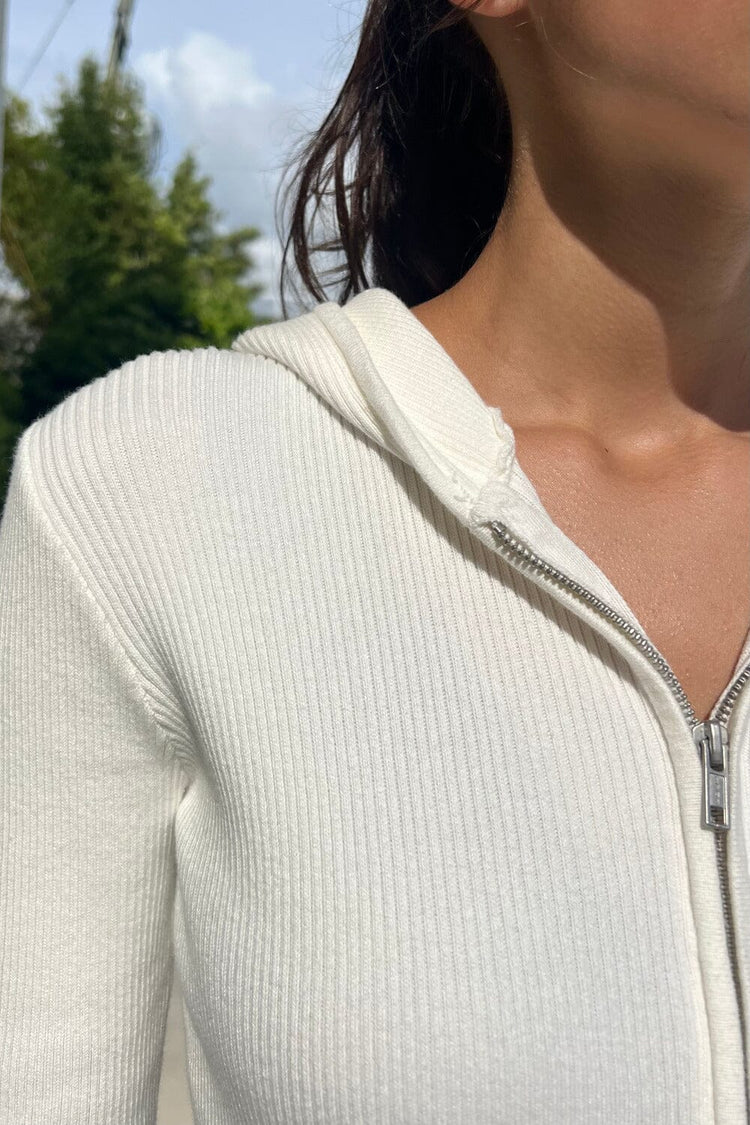 Arden Crop Hoodie | White / Regular Fit