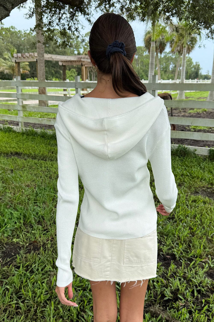 Arden Crop Hoodie | White / S
