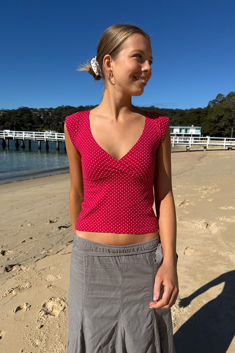 Amara Polka Dots Tank | Red with White Polka Dots / XS/S