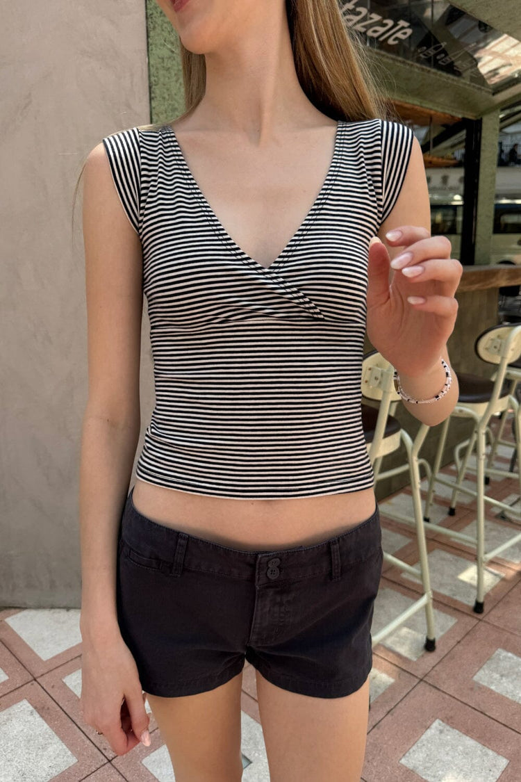 Amara Striped Top | Black with White Stripes / XS/S