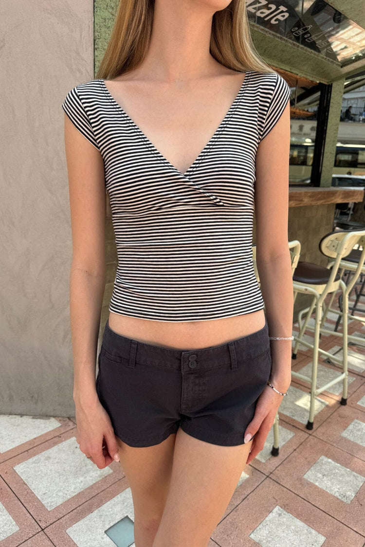 Amara Striped Top | Black with White Stripes / XS/S