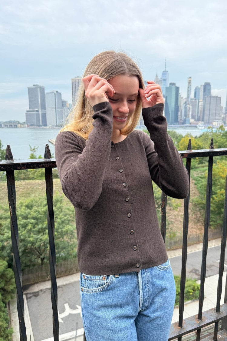 Athelia Eyelet Top | Mocha / S