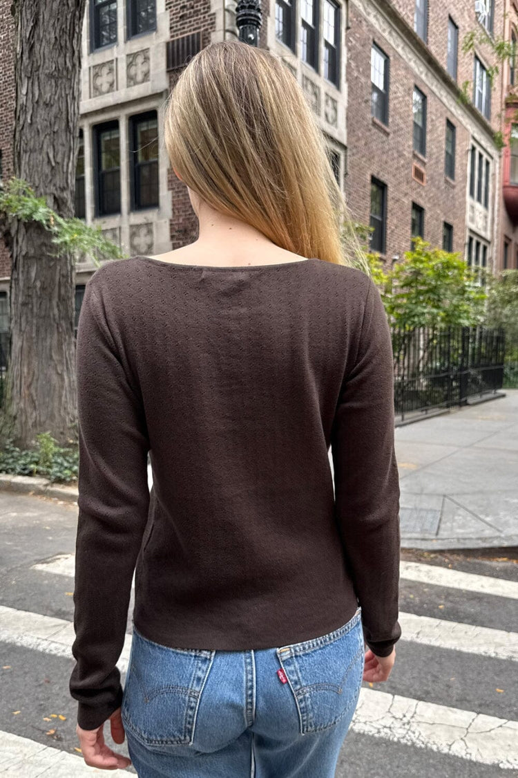 Athelia Eyelet Top | Mocha / S