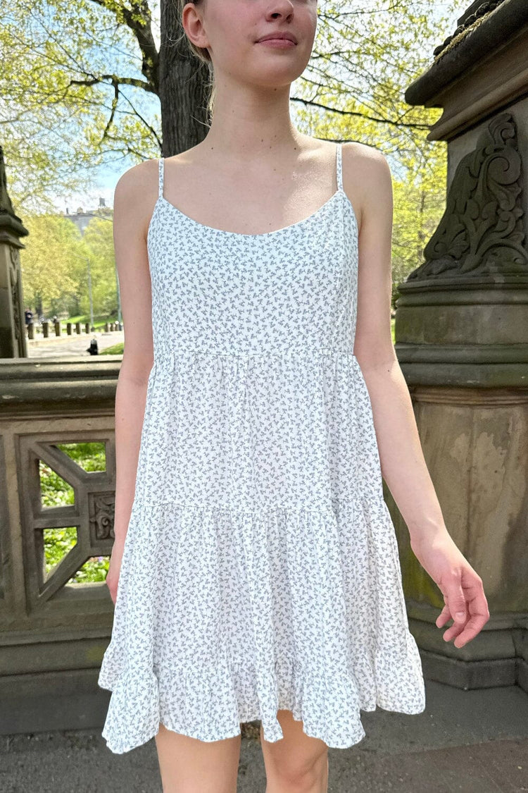 Colleen Dress | white with blue floral print / XS/S