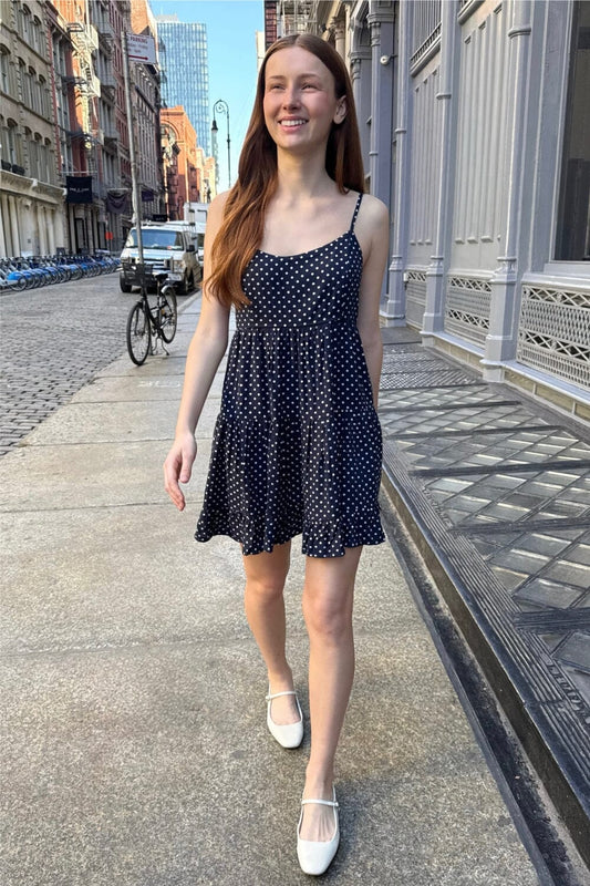 Navy with White Polka Dots / XS/S