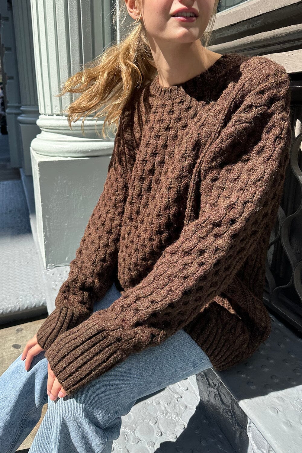 Brandy Melville Winona Heavy Wool Cable Knit Sweater | Pacific City