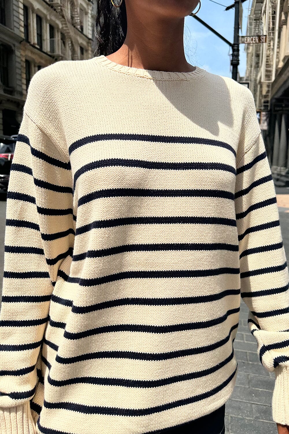 John Galt Black & White Striped Brianna Sweater