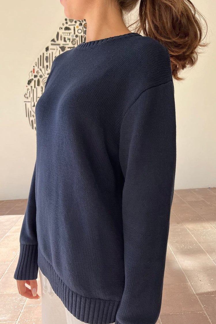 Brianna Cotton Sweater | Dark Navy / Oversized Fit