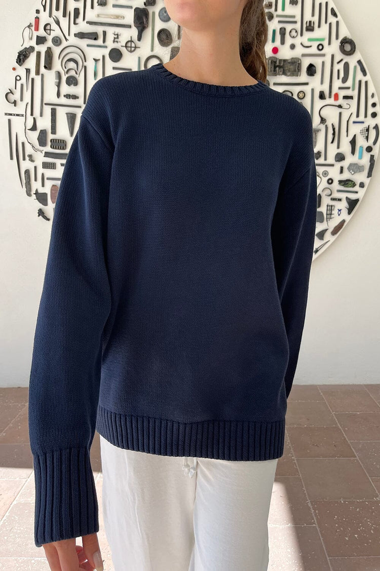 Brianna Cotton Sweater | Dark Navy / Oversized Fit