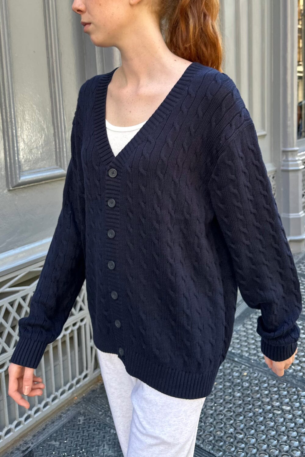 Navy knit cardigan hotsell