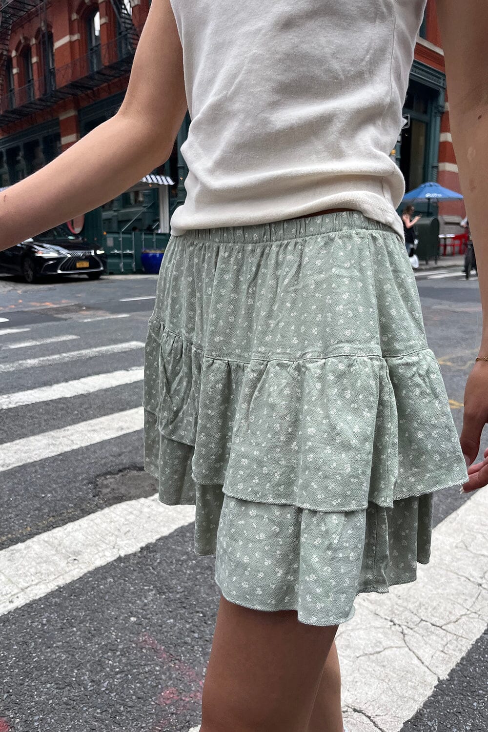 Sage Green With White Floral / XS/S