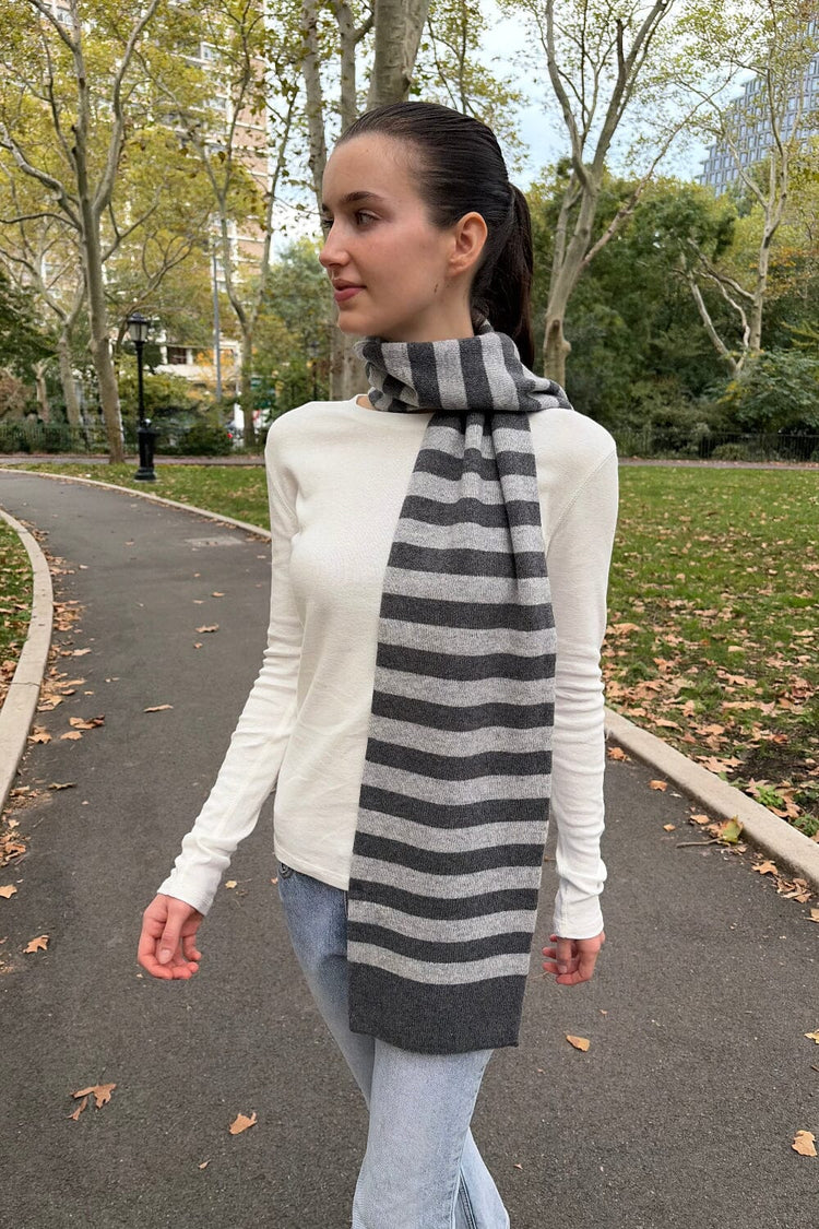 Striped Scarf | Dark Grey and Faded Black Stripes