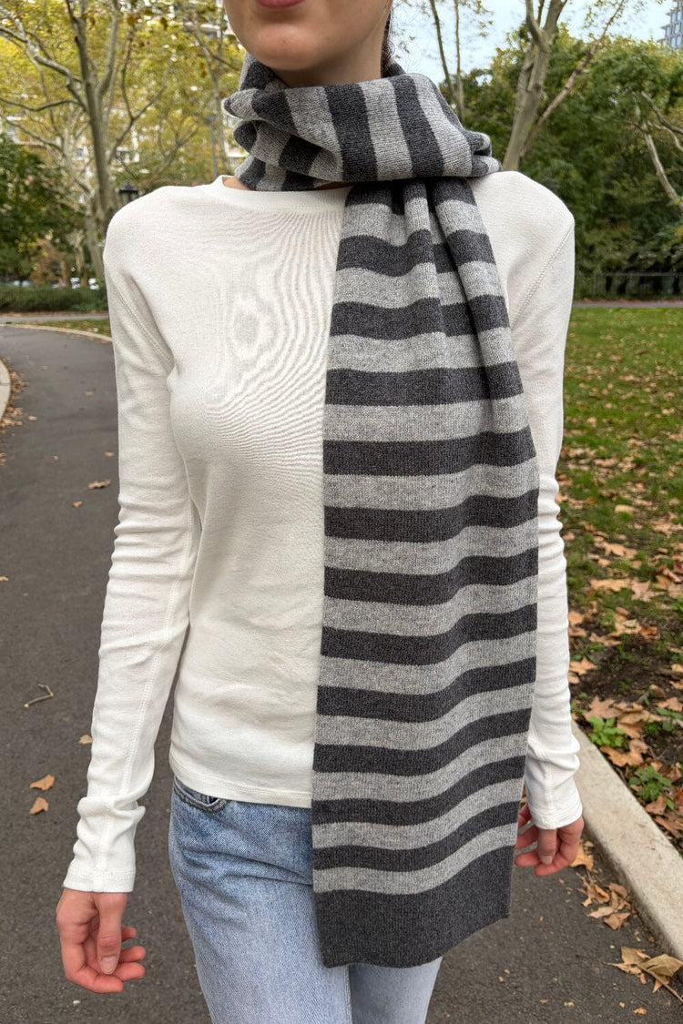 Striped Scarf | Dark Grey and Faded Black Stripes