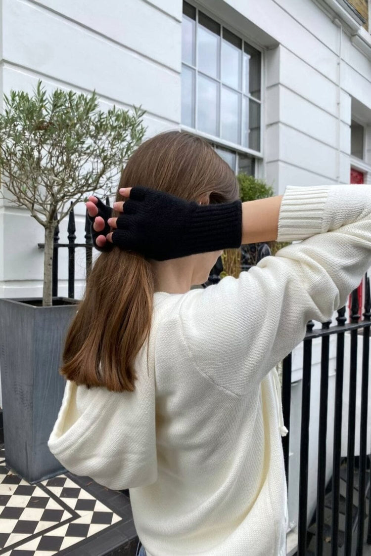 Fingerless Wool Gloves | Black