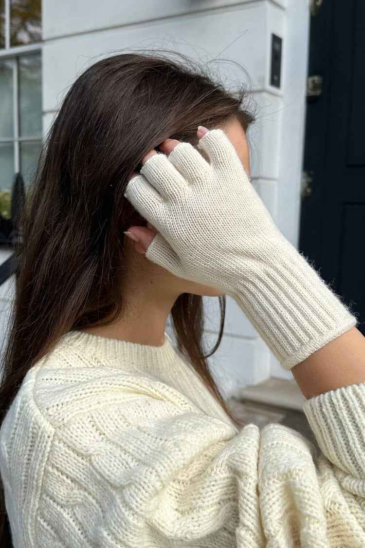 Fingerless Wool Gloves | Ivory