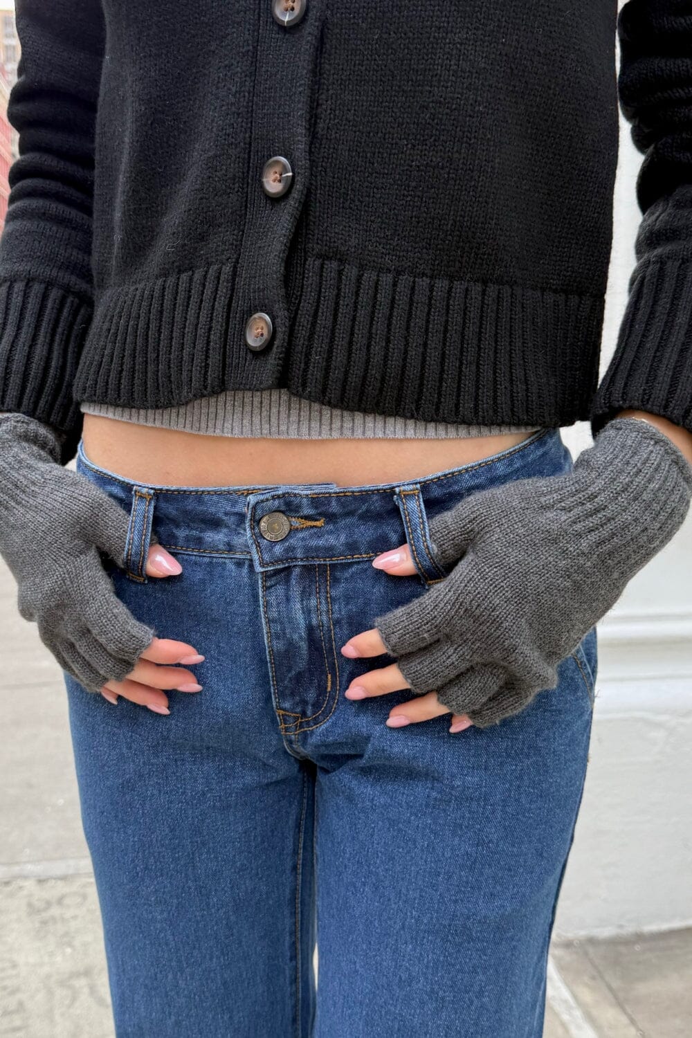 Fingerless Wool Gloves | Charcoal