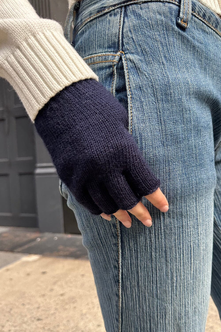 Fingerless Wool Gloves | Navy Blue