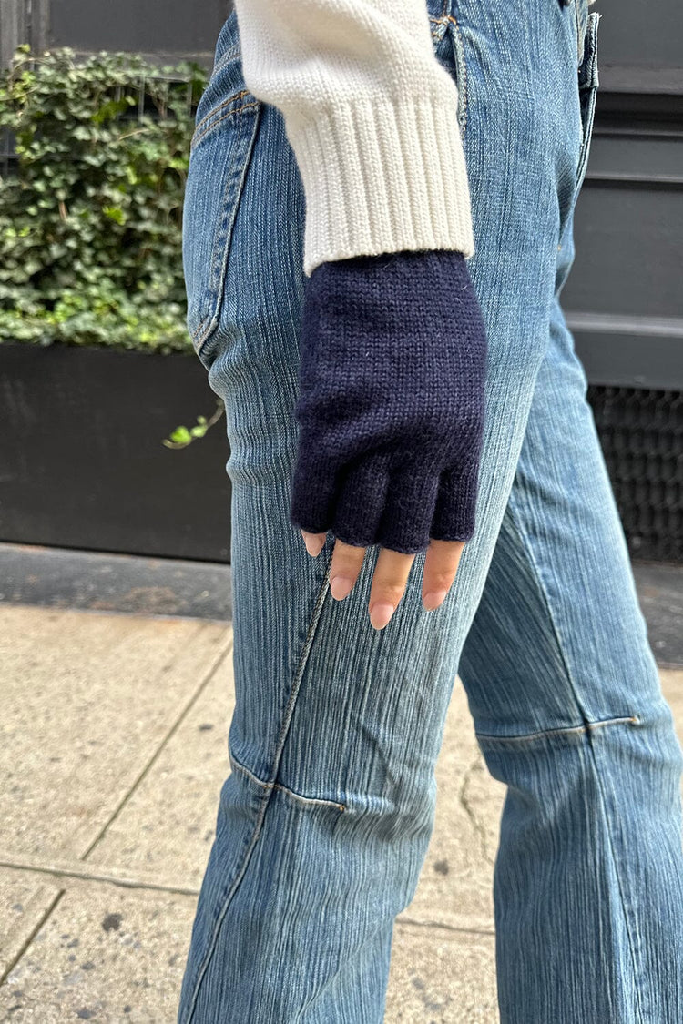 Fingerless Wool Gloves | Navy Blue