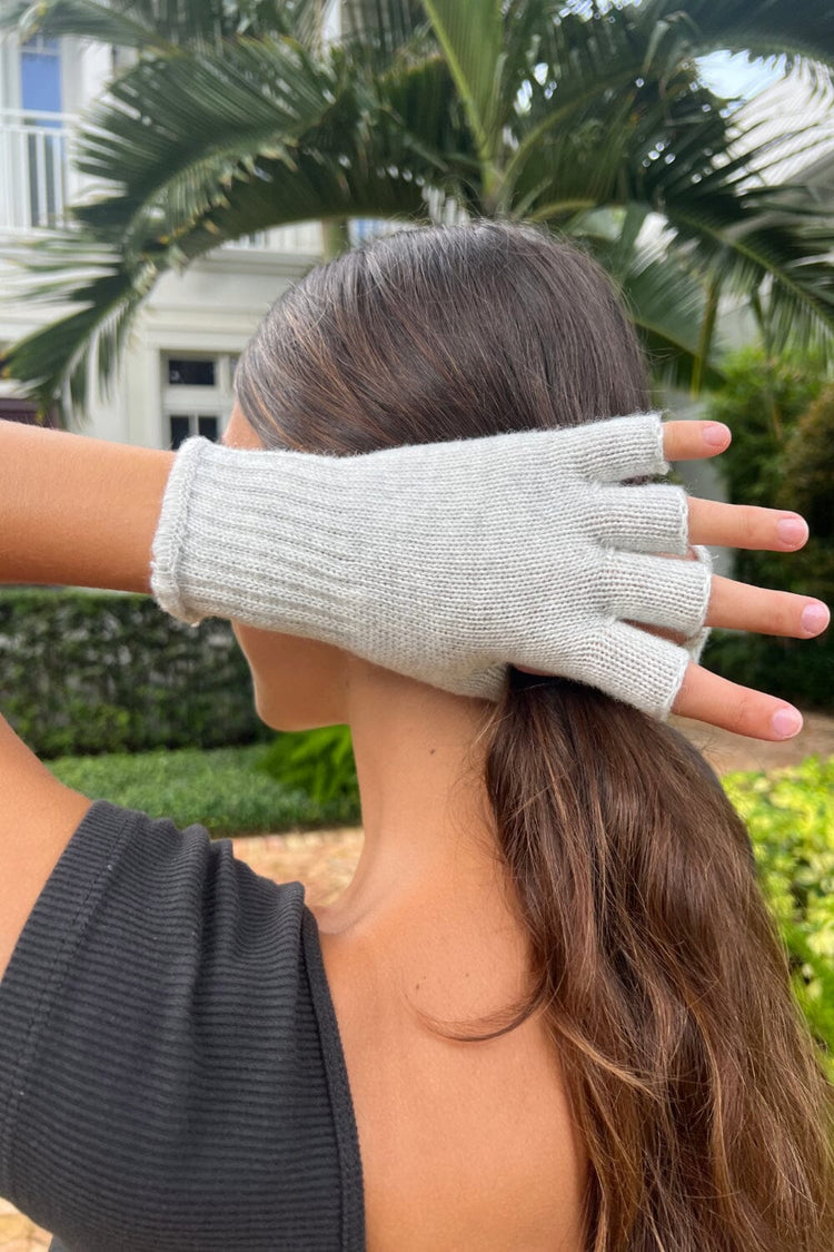 Fingerless Wool Gloves | Silver Grey