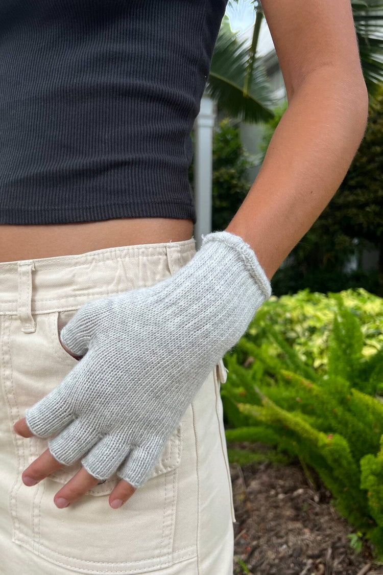 Fingerless Wool Gloves | Silver Grey