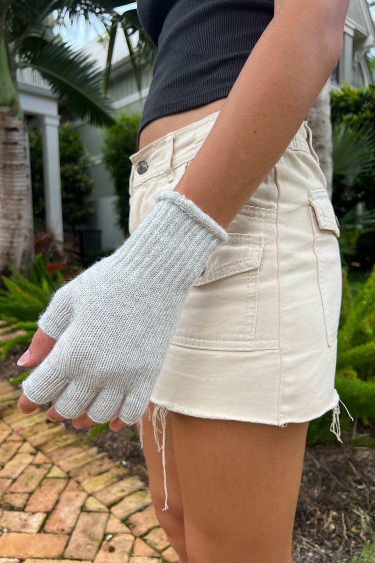 Fingerless Wool Gloves | Silver Grey