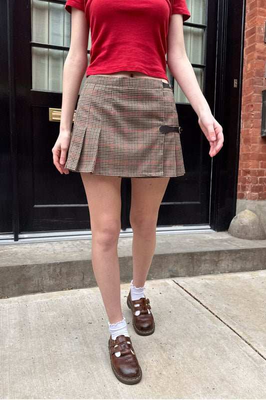 Tan Red Black Plaid / XS/S
