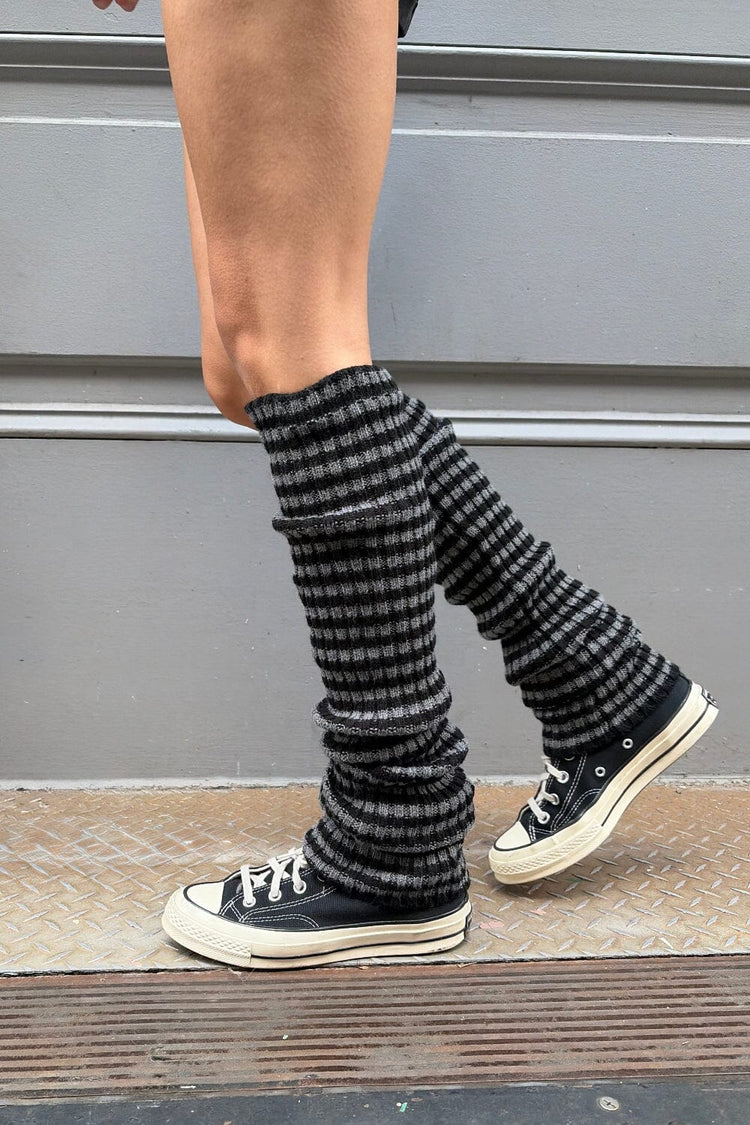 Striped Leg Warmers | Heather Grey and Black Stripes