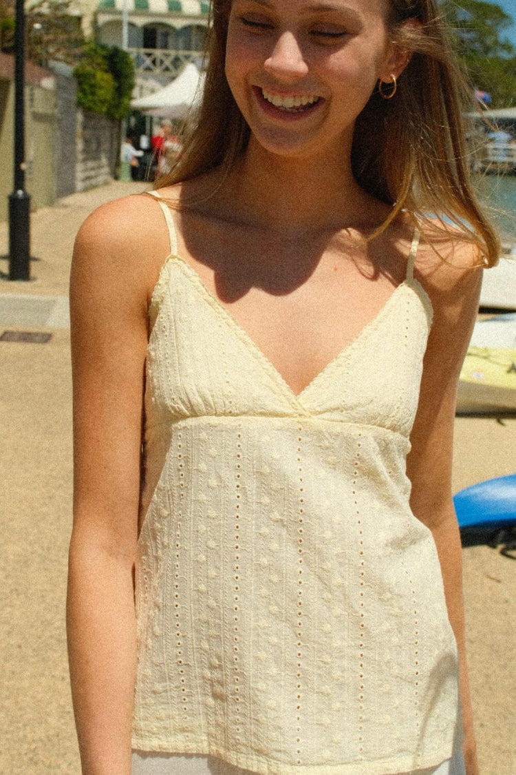 Edith Pointelle Tank | Pastel Yellow / XS/S