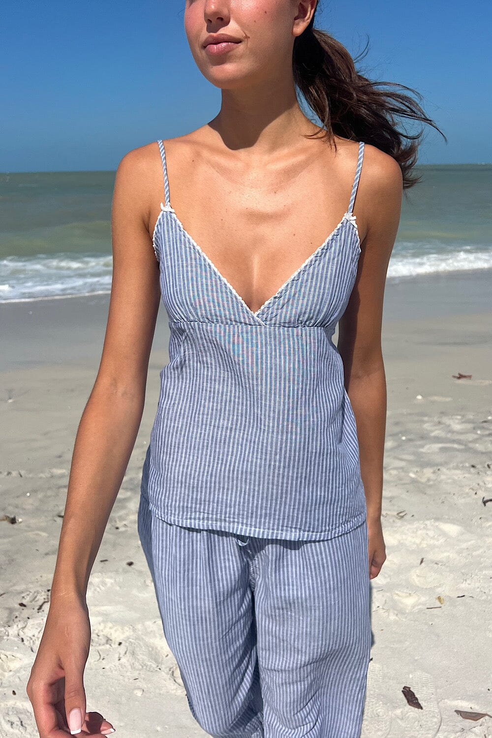 Blue with White Vertical Stripes / S