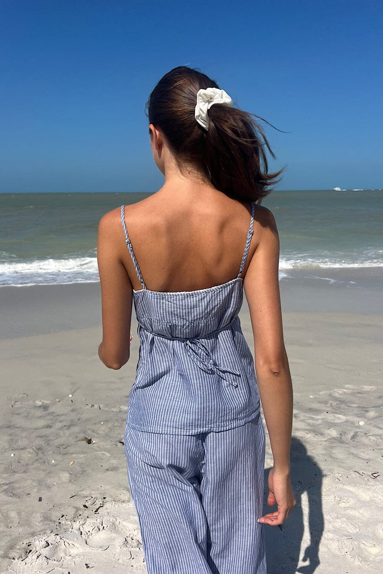 Edith Striped Tank | Blue with White Vertical Stripes / S