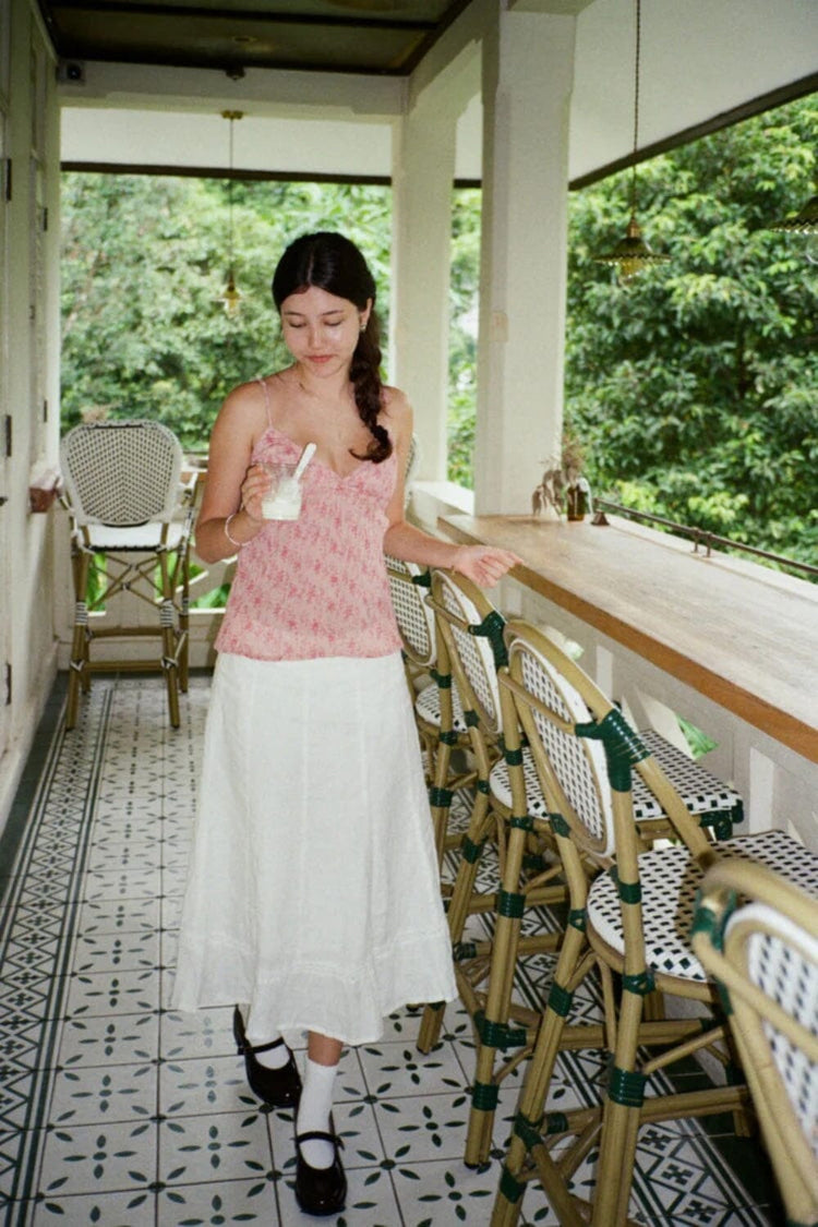 Edith Floral Tank | Coral Pink and Red Floral / XS/S