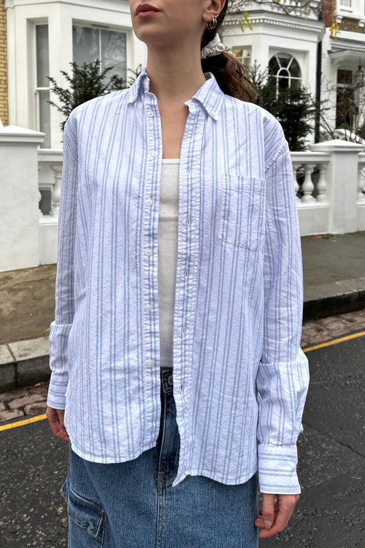 Light Blue And Double White Stripes / S/M