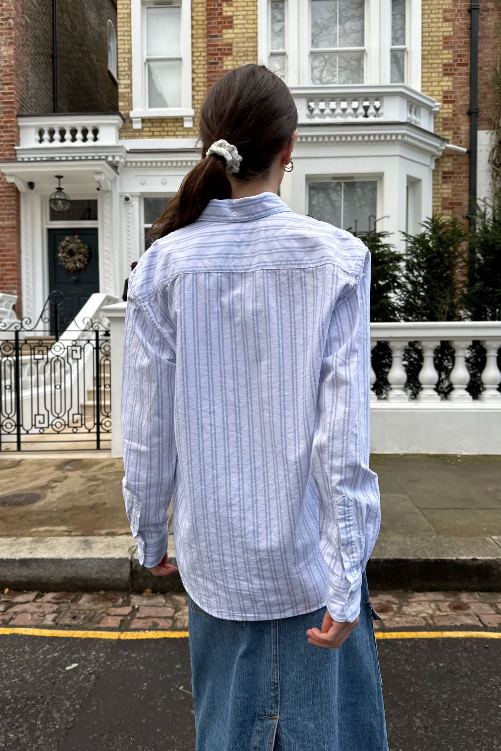 Light Blue And Double White Stripes / S/M