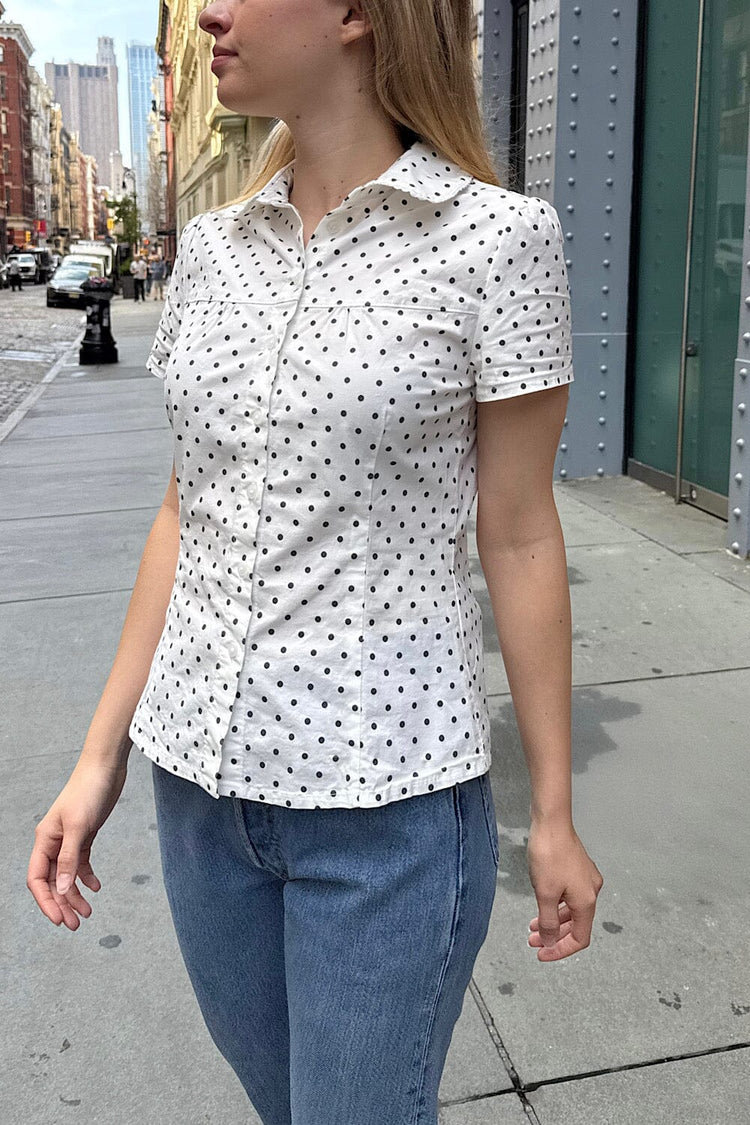 Teagan Polka Dots Top | White with Navy Polka Dots / XS/S