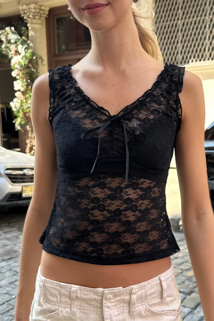 Malena Lace Top | Black / XS/S