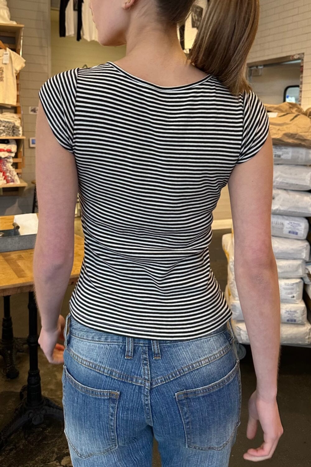 Charcoal And White Stripes / S