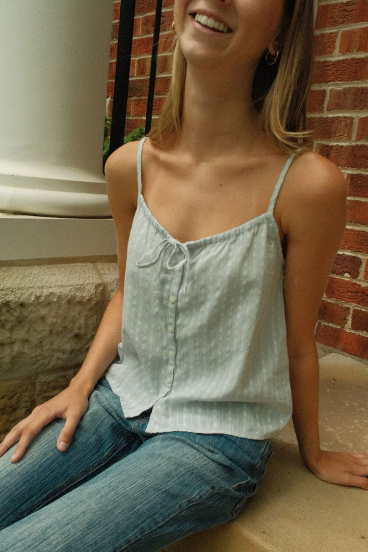 Alice Eyelet Tank | Light Blue / XS/S