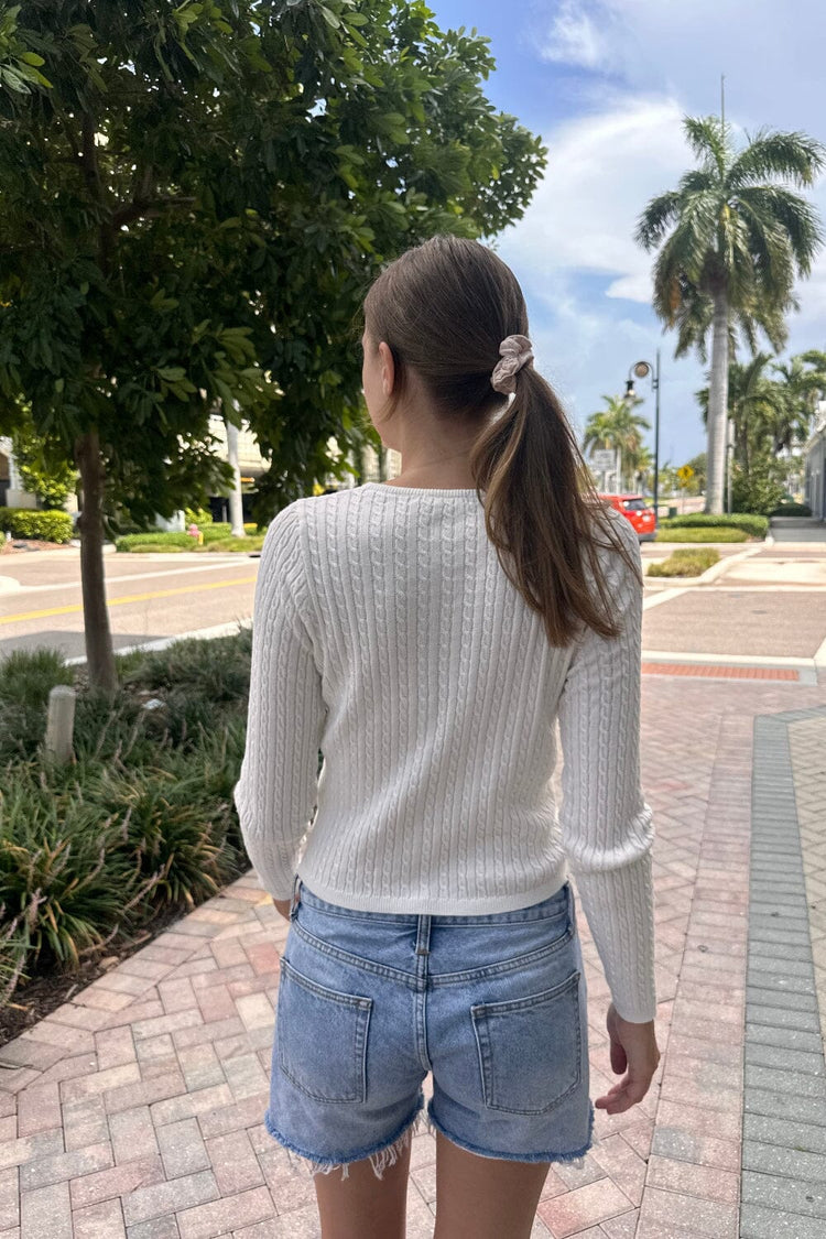 Zoe Cable Knit Cardigan | White / XS/S