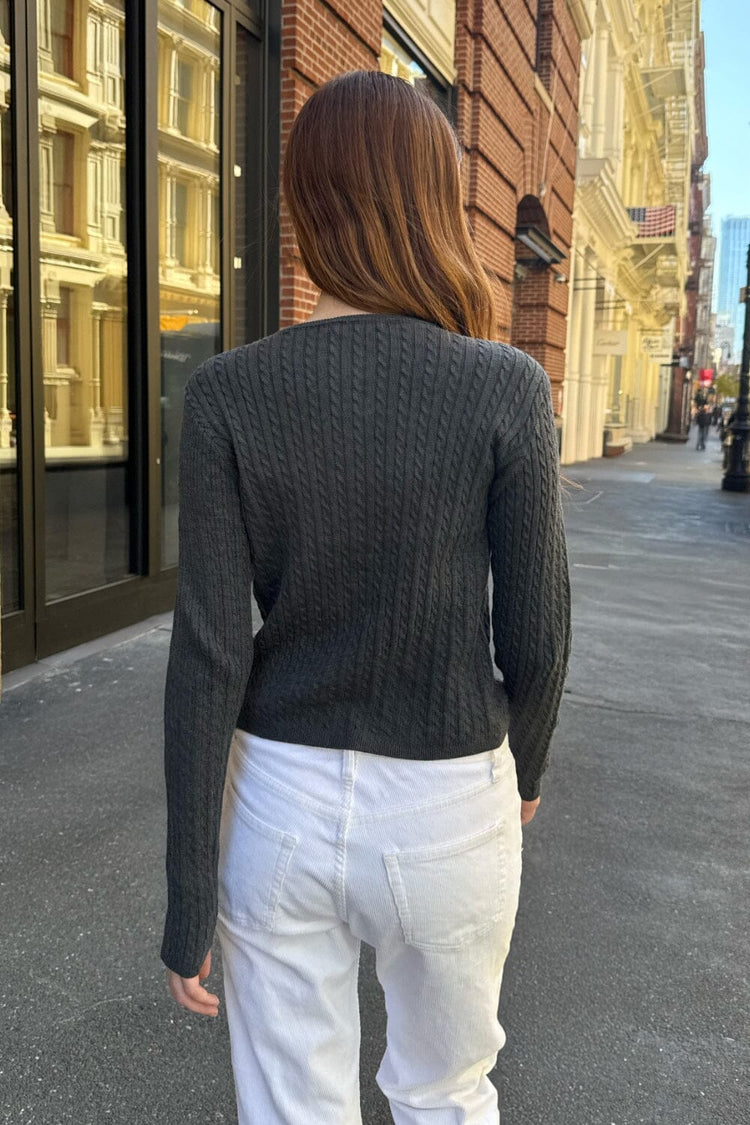 Zoe Cable Knit Cardigan | Dark Grey / XS/S