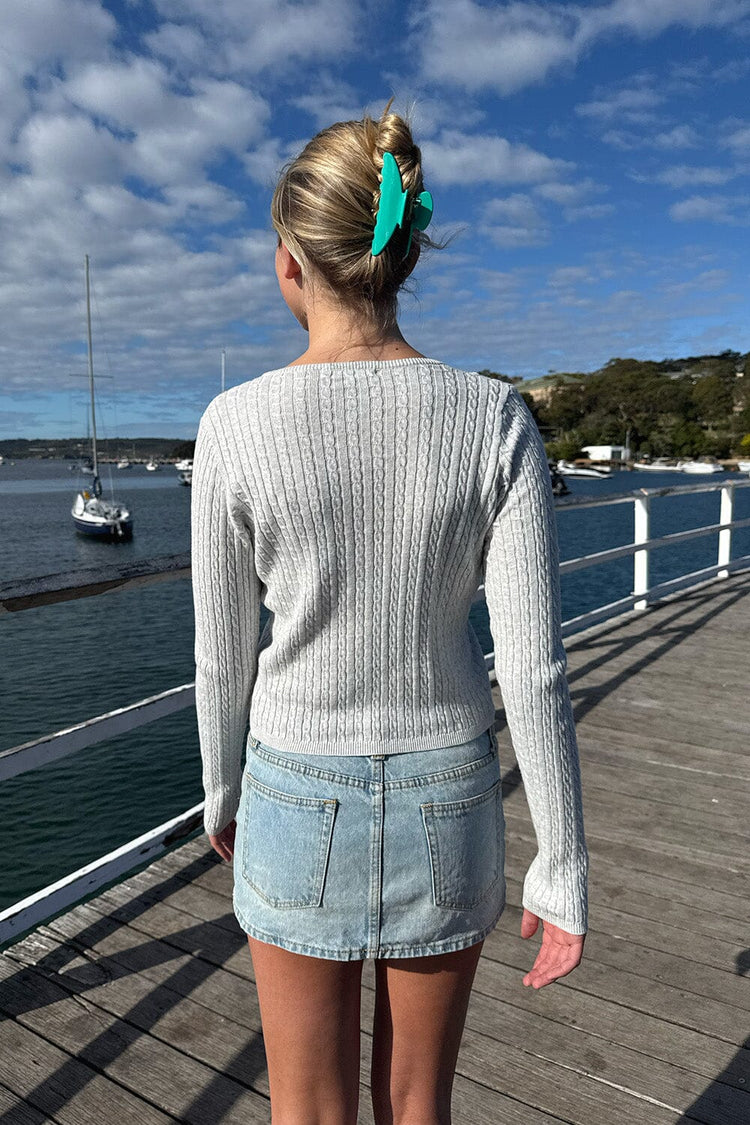Zoe Cable Knit Cardigan | Light Grey / XS/S