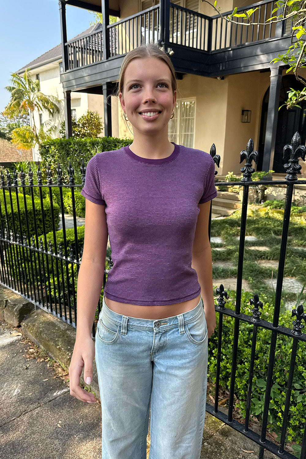 Jasmine Striped Top | Purple Stripes / XS/S