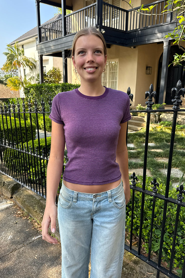 Jasmine Striped Top | Purple Stripes / XS/S
