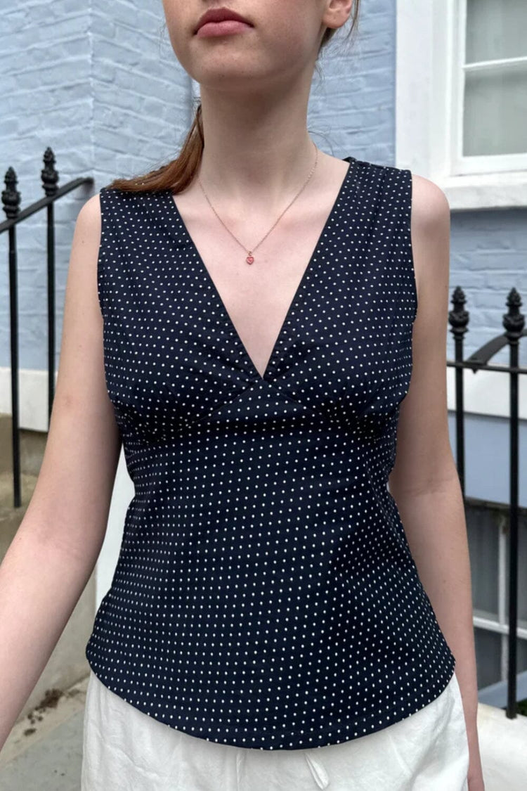 Rafaela Polka Dots Top | Navy with White Polka Dots / XS/S