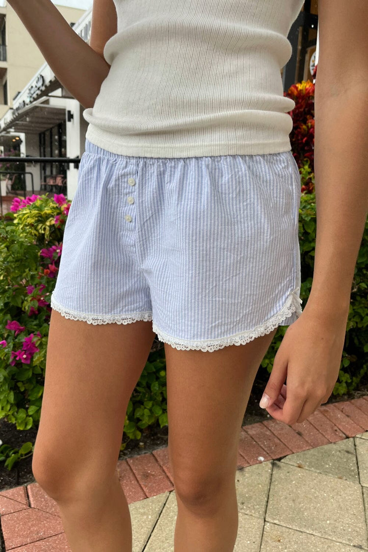 Keira Lace Shorts | Blue Stripes / XS/S