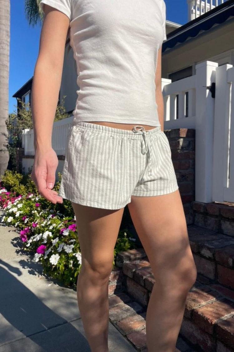 Mary Striped Sweatshorts | White with Beige Stripes / XS/S