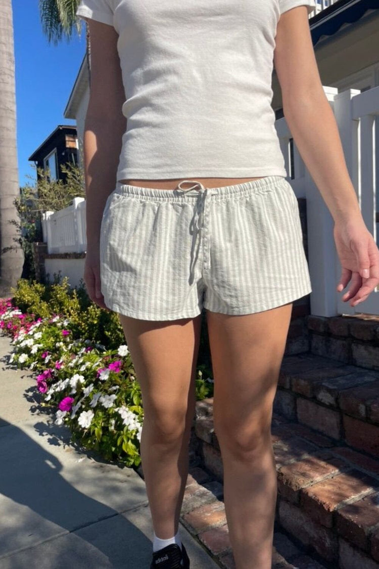 Mary Striped Sweatshorts | White with Beige Stripes / XS/S