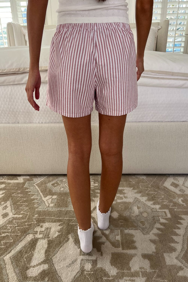 Keira Long Striped Boxer Shorts | Roseate and White Stripe / XS/S