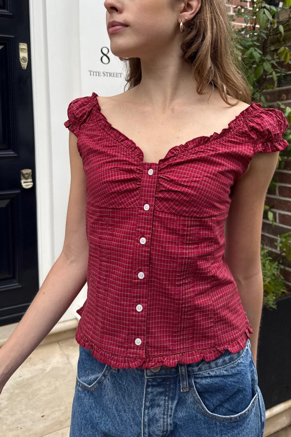 Elena Plaid Top