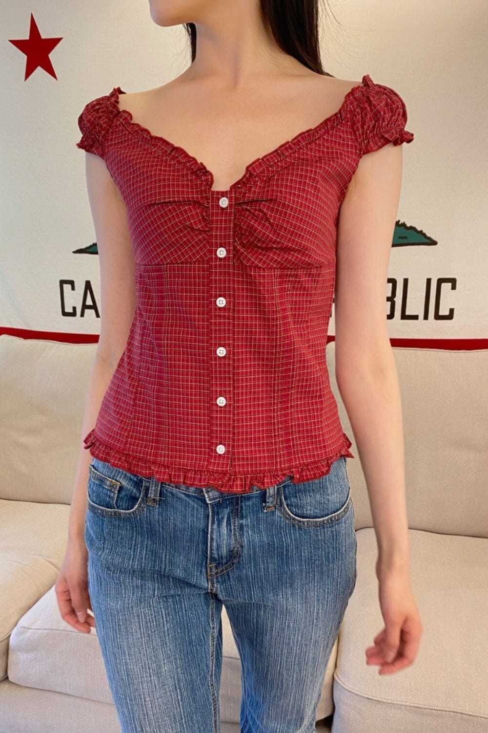Elena Plaid Top